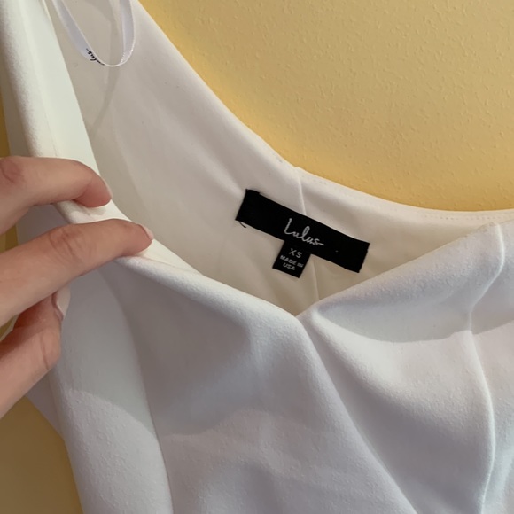 Lulu’s Get Gorgeous White One-Shoulder Faux-Wrap Bodycon Mini Dress - Picture 3 of 4